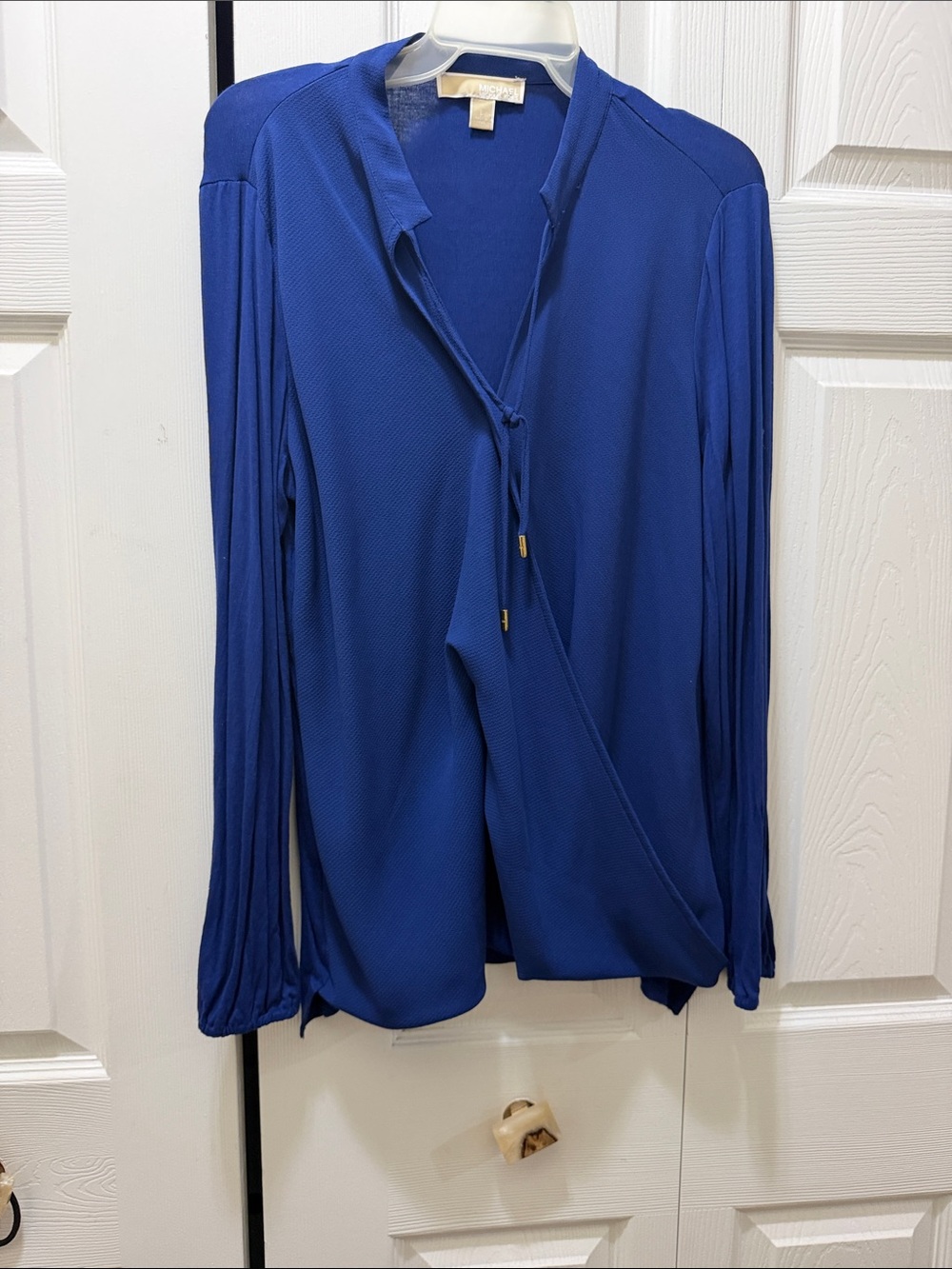 Women's Royal Blue Long Sleeve Wrap Blouse